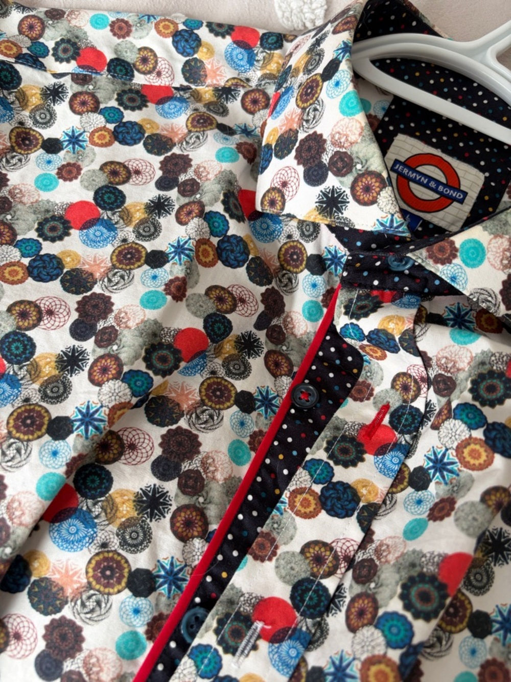 Men's Casual Button-Down Shirt - Multi-Color Floral Dot Pattern